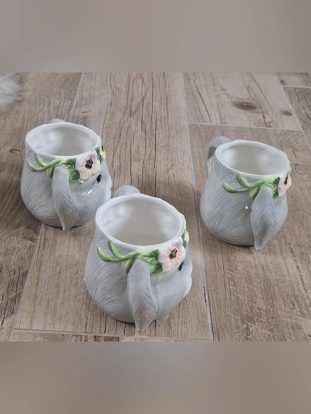 Certified International Sweet Bunny Set of 3 3D Ceramic Mugs Susan Winget NIB
